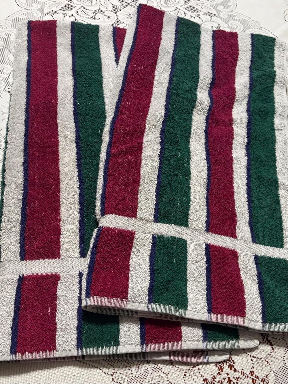 Pair of 70s/80s Striped Cotton Bath Towels -